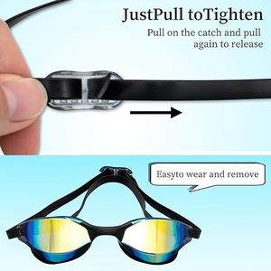 Lunettes de natation avec bouchons d'oreilles et pince-nez, anti-buée, sans fuite, protection UV, pour femmes et hommes - Product Image 2
