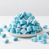 Bonbons en vrac en forme de dessin animé, saveur acidulée, rouleaux de gommes à mâcher aux framboises bleues, fabrication directe OEM/ODM