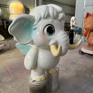 Cartoon <b>Elephant</b> Sculpture Fiberglass Floor Mount Outdoor Animal Figure <b>Decoration</b> - Product Image 2