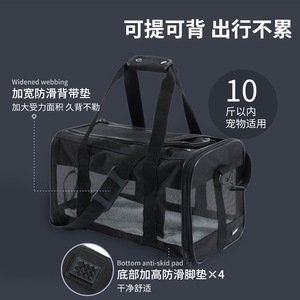 Bolsa de viaje plegable y transpirable para mascotas, ligera y portátil, para gatos, color negro, capacidad 25200 - Product Image 5