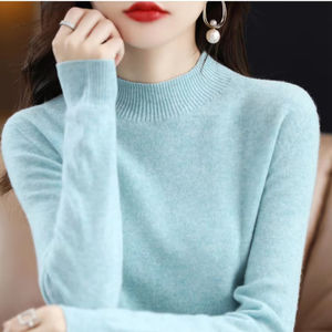 <span class=keywords><strong>Jersey</strong></span> de lana 100% informal de inspiración coreana para <span class=keywords><strong>mujer</strong></span>, cárdigan de punto de medio <span class=keywords><strong>cuello</strong></span> <span class=keywords><strong>alto</strong></span> adelgazante, suéter estampado de otoño, tamaño libre - Product Image 4