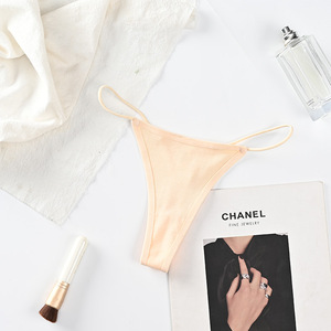 Tangas de Algodón Tejido Sólido para Mujer al por Mayor, con Tirantes Finos, de Talle Bajo, Sexy, Transpirables, Ropa Interior Femenina - Product Image 1
