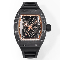 Nouvelle montre mécanique automatique pour homme avec mouvement intégré amélioré en usine, boîtier en fibre de carbone RM055, bracelet en caoutchouc de 13,5 mm