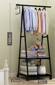 Armoire métallique autoportante et portable à un seul niveau avec porte-vêtements doré sur roulettes pour salle de bain - Product Image 4