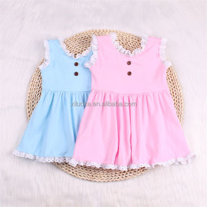 Set di vestiti per bambini in morbido cotone con spedizione rapida senza maniche per ragazze con volant abiti in tinta unita per bambini - Product Image 4