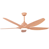 Ventilador de techo LED ABS tradicional minimalista con 5 aspas y control remoto para decoración de baño