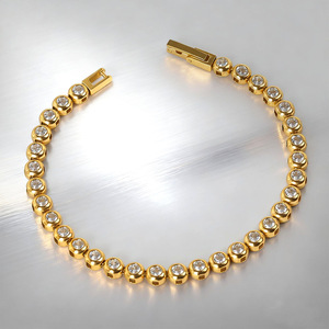 Bracelet tennis en acier inoxydable 316, perles incrustées, chaîne fine minimaliste, étanche, anti-décoloration, empilable, bijou quotidien - Product Image 4