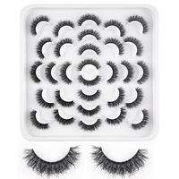 LAISY Faux cils synthétiques en vison 3D réutilisables, noirs, à tige en coton, épaisseurs variées, faits à la main, logo personnalisable, vente en gros, marque privée