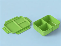 Boîte à lunch en plastique rectangulaire 1600 ml sans BPA, isolée, 3 compartiments étanches, compatible congélateur, écologique, qualité alimentaire, facile à transporter