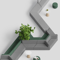 Ensemble de canapés modulaires modernes en forme de diamant, fournis directement par l'usine, avec structure en bois massif et rembourrage en mousse haute densité, idéal pour les bureaux et les halls d'accueil.