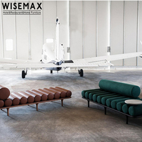 WISEMAX Meubles – Banc long moderne de luxe pour bout de lit, tabouret de salon, canapé en tissu velours avec pieds en métal, banc de détente paresseux
