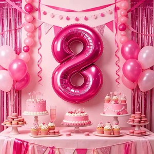 Party Love Balloon Numero Fuchsia N8 100cm 12 pcs Bag for age-specific celebrations or themed events - Product Image 4