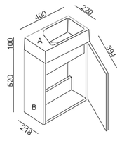 Meuble-lavabo compact moderne blanc brillant en mélaminé avec vasque en pierre intégrée, sur pied