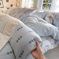 Parure de lit de luxe minimaliste en pur coton, adaptée aux nourrissons, douce et respirante, housse de couette et drap-housse, ensembles de literie haut de gamme