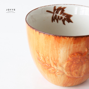 JOYYE Céramique <span class=keywords><strong>sous</strong></span> émaillée peinte à la <span class=keywords><strong>main</strong></span> Brushing Glaze Thème d'automne Tasses à thé en céramique Tasses à café - Product Image 4