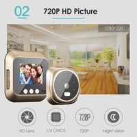 Vidéw 2.4 pouces écran LCD caméra numérique sonnette de porte visionneuse Vision nocturne détection de mouvement sonnette vidéo pour la sécurité de la maison