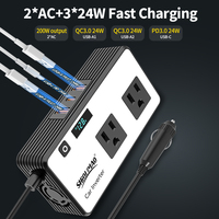 Convertisseur de courant numérique 200W pour véhicule avec affichage numérique, prise Type C PD, convertisseur DC vers AC, Convertidor De 12v a 110v