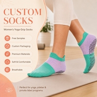 Chaussettes de yoga mi-mollet personnalisées pour femmes avec semelle en silicone, séchage rapide, respirantes, antidérapantes, avec revers, idéales pour le Pilates à domicile