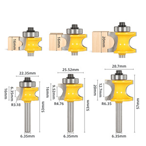 Carbide Tipped <b>Router</b> <b>Bits</b> 1/4 Shank Bearing Semi Circular Cutter For Woodworking CNC Engraving Machine 5 Piece <b>Set</b> - Product Image 1