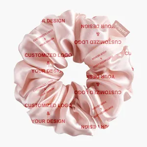 제조 업체 도매 대형 xl 새틴 머리 넥타이 맞춤 로고 대나무 실크 인쇄 scrunchies