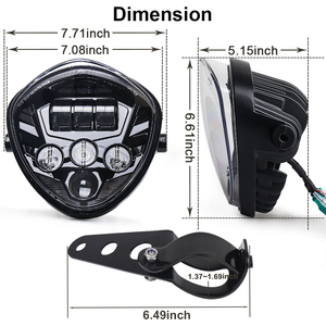 OVOVS Universal DRL with Red/amber Background Led Motorcycle <strong>Headlight</strong> With Bracket for <strong>Harley</strong> - Product Image 5