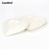 Plateau à bijoux en porcelaine blanche miniature personnalisé en forme de cœur de 4,5 pouces, sublimation DIY, logo couleur personnalisé, décoration moderne pour la maison, Trincket