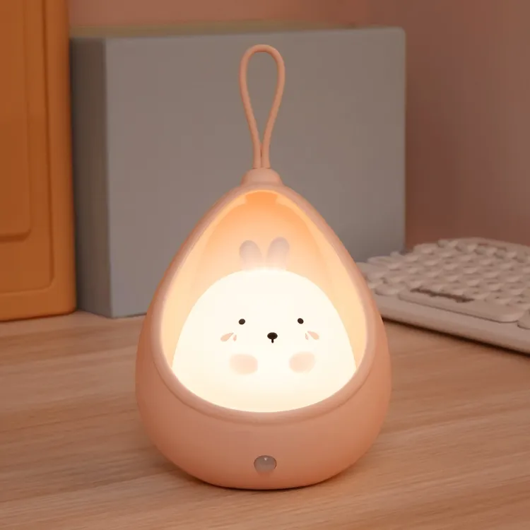 Amazon Hot Sale Mini USB Rechargeable Night LED Lights Nightlight Cute Cartoon Silicone Motion Sensor Night Lights for Kids