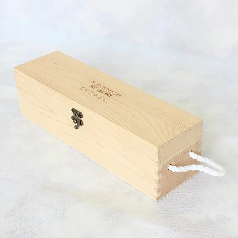 Scatola d'imballaggio di legno della scatola di legno del pino di progettazione di logo su ordinazione di prezzi economici della fabbrica della cina per vino rosso