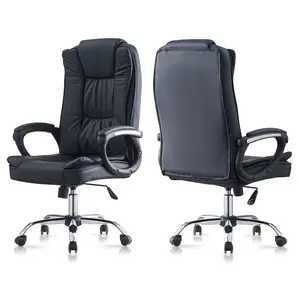 Thiết kế mới phổ biến màu đen trở lại giá rẻ Ergonomic Ghế văn phòng Ghế PU da điều hành xoay văn phòng thoải mái ghế