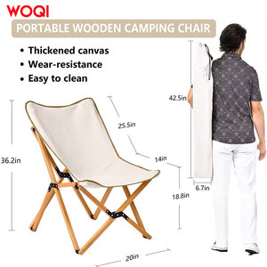 Silla Plegable para Exteriores Woqi, Silla de Jardín de Madera Maciza con Tela Oxford, Silla de Camping Portátil con Bolso, Color Leche - Product Image 2
