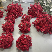 IFG Luxuriöse Seidenblumenkugel 3D Rote Rosen-Arrangements für Hochzeit Weihnachten Ostern Heim-Events Bühnendekoration
