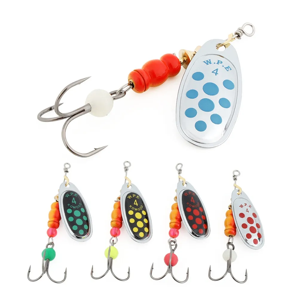 Spinner Spoon Fishing Lure albero in acciaio inossidabile con amo da pesca triplo grigio fumo esca ad affondamento rapido in metallo di rame