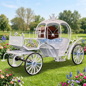 Chariot à citrouilles blanc pur non motorisé tiré par des chevaux, couleur personnalisable, pour mariages, complexes hôteliers, parcs à thème, attractions touristiques et visites. - Product Image 1