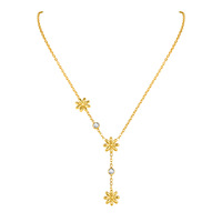 Kalung Liontin Bunga Manis Berlapis Emas 18K XL568 Tahan Air, Kalung Bentuk Y dari Baja Anti Karat untuk Wanita