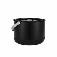 Seau à glace isotherme noir en acier inoxydable 304 à double paroi de 5 L avec couvercle hermétique pour hôtel, bar, KTV, restauration
