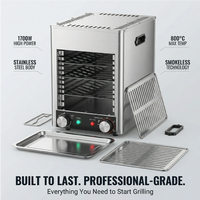 Four à steak électrique commercial, 800 ° Gril à haute température C, 1700W, en acier inoxydable, pour restaurant, traiteur et usage domestique