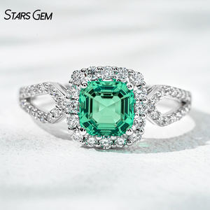 แหวนเพชร Starsgem 1.36CT ขนาด6*6มม. แหวนหมั้นรัศมีทองคำขาว18K ประดับอัญมณีสีขาวเหลืองทอง - Product Image 3