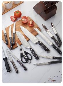 Ensemble <span class=keywords><strong>de</strong></span> couteaux <span class=keywords><strong>de</strong></span> <span class=keywords><strong>cuisine</strong></span> haut <span class=keywords><strong>de</strong></span> gamme <span class=keywords><strong>de</strong></span> 15 pièces, couteaux <span class=keywords><strong>de</strong></span> chef japonais en acier inoxydable martelé allemand avec manche en bois - Product Image 5