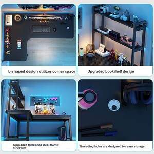 Bàn máy tính để bàn góc mới: bàn chơi game đôi, giá sách phòng ngủ Bàn góc, bàn học văn phòng tại nhà - Product Image 4