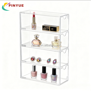 Estantes Organizadores Acrílicos Transparentes al por Mayor, Almacenamiento Interior para Maquillaje, Perfumes y Joyas, Exhibidor Acrílico Personalizado de <span class=keywords><strong>4</strong></span> Niveles - Product Image 1