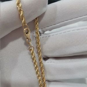 Xinfly Trendy Pure 18K Solid Yellow Gold <b>Rope</b> Twist <b>Chains</b> Ladies Necklace Jewelry - Product Image 3