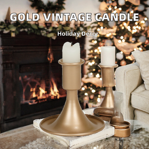 Porte-bougie de style vintage, finition antique, support à bougie pour la décoration de la maison, centre de table et événements - Product Image 2