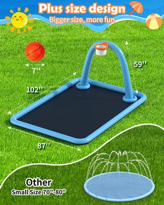 Alberca de Agua Inflable 2 en 1 Mejorada con Aro de Baloncesto, Tamaño Familiar Extra Grande para Niños - Product Image 3