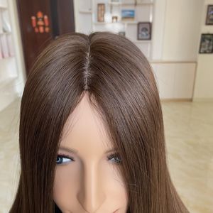 Vente en gros directe d'usine, prêt à être expédié V-YF-2346 # Topper de cheveux humains vierges russes 1C bruns, base en soie 5x6.5, lisses - Product Image 2