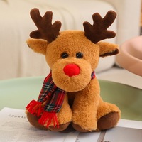 Jouet en peluche renne de Noël mignon avec nez rouge et écharpe, rembourrage en coton PP brodé, doublure en maille - Anti-stress, décoration d'intérieur, cadeau
