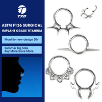 Anneau articulé en titane ASTM F136 hypoallergénique pour piercing de nez, cartilage et septum, style tribal unique