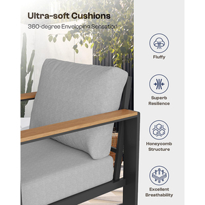 Dwoo Bán Buôn Nhôm Sân Patio Đồ Nội Thất Thiết Lập Không Thấm Nước Ngoài Trời Vườn 4 Mảnh Giải Trí Ghế Sofa Bộ - Product Image 5