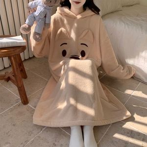 Nuova Camicia da Notte Donna 2025 Autunno Inverno in Pile Corallo Termico con Imbottitura Frontale, Mezza Imbottitura, Fantasia Cartone Animato, Calda e Confortevole, Abbigliamento per Casa, <span class=keywords><strong>Pigiama</strong></span> - Product Image 5