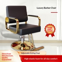Chaise de salon pivotante hydraulique en acier inoxydable, tabouret de barbier réglable en hauteur, chaise de coiffure pour la coupe, la coloration et le coiffage