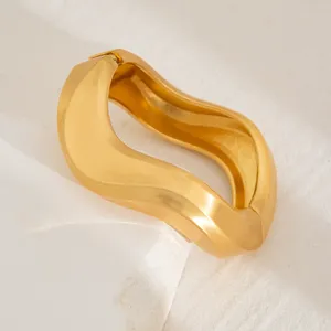 Wonder. JZ-068 European American Trendy Gold-color Plated Copper Women's <b>Ring</b> Simple Arc <b>Opening</b> Geometric Design-Anniversary - Product Image 5